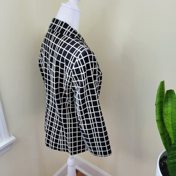 Classiques Entier Black White Pattern Blazer SZ M Two Button Cotton Blend Jacket - Picture 5 of 12